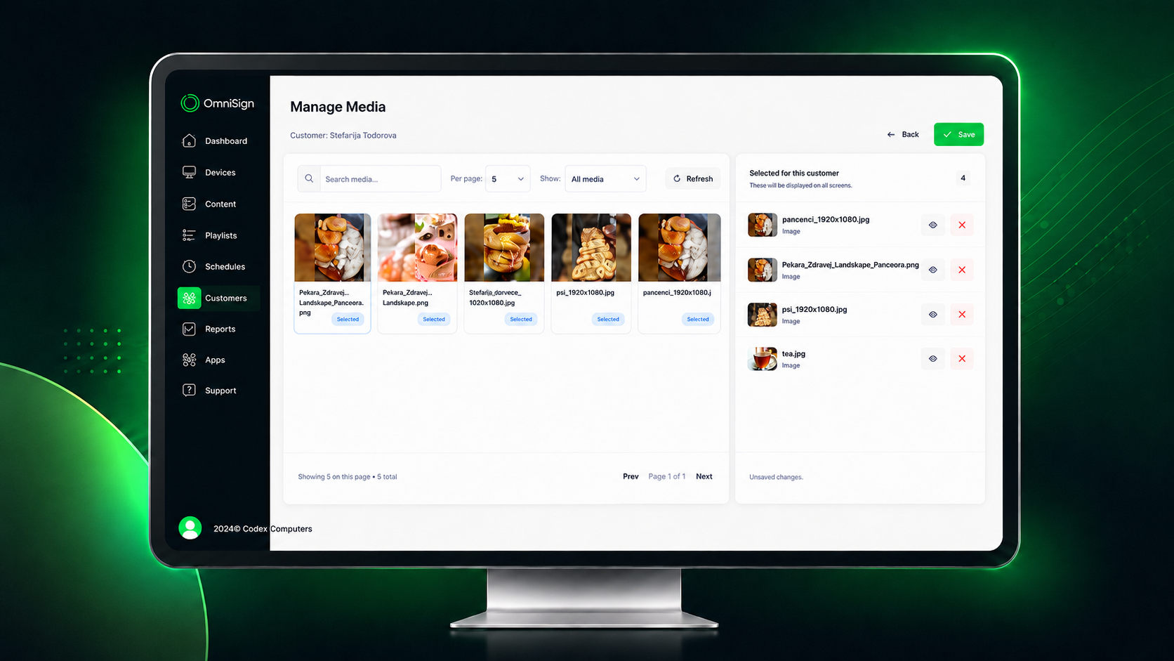 OmniSign media management screen