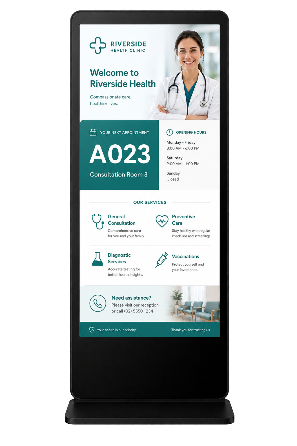 Digital clinic information screen